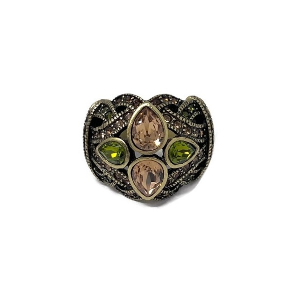 Heidi Daus Gold and Green Statement Ring